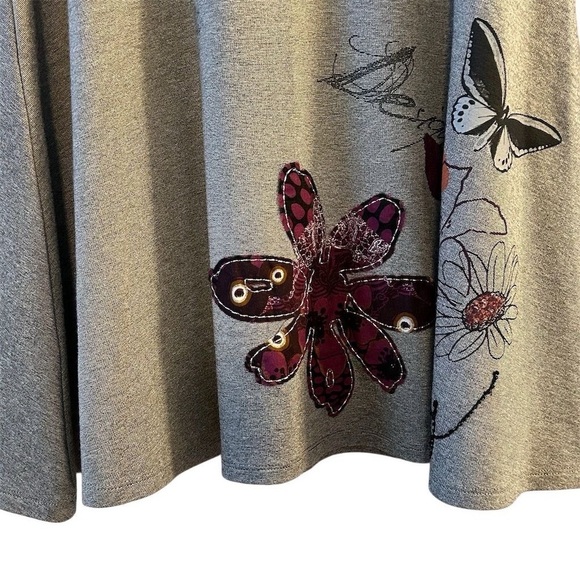 Desigual Women's Floral Embroidered Embellished Flare Skirt Purple Black Size L - Picture 6 of 12